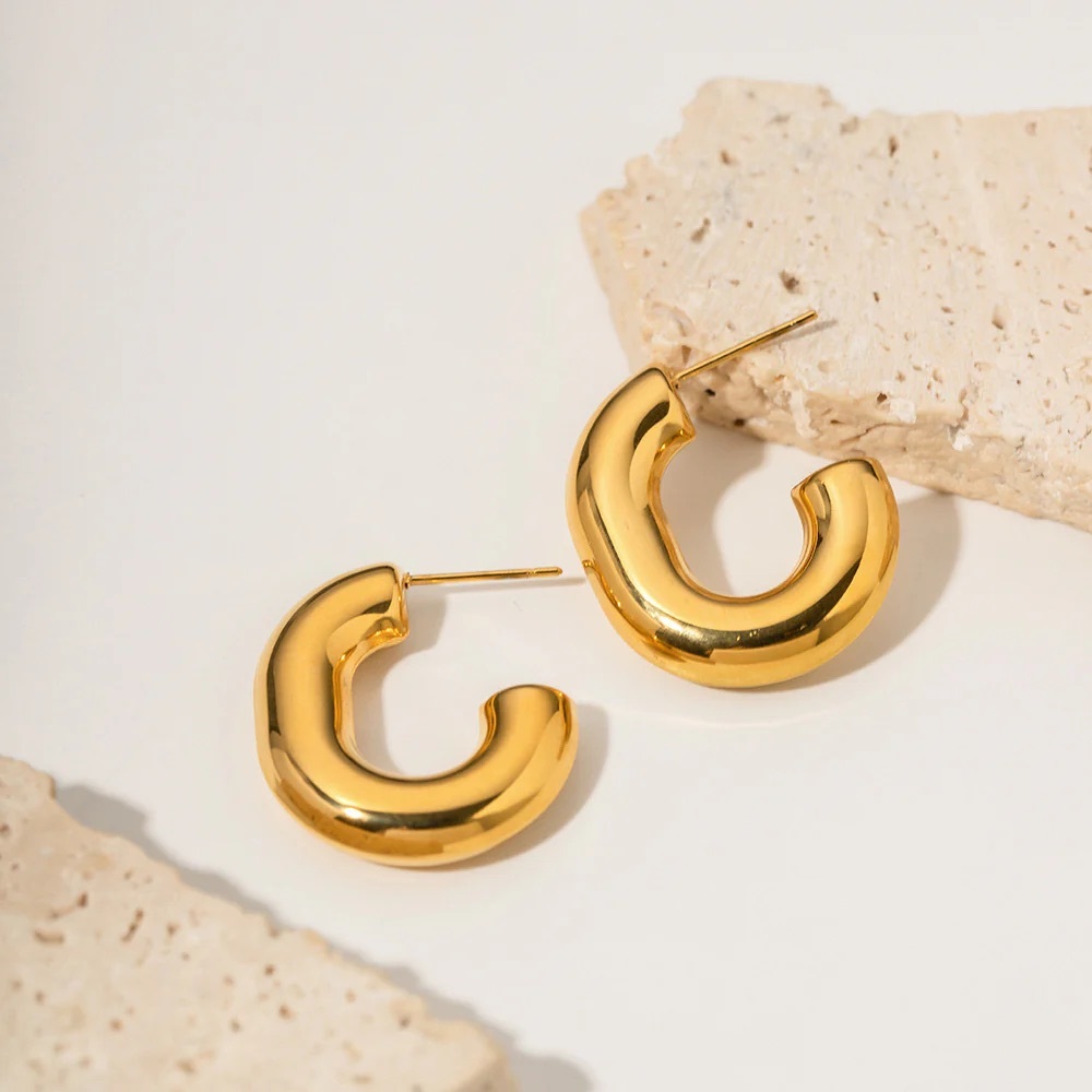 NEW💎18K Gold Plated Chunky Hoop Earrings